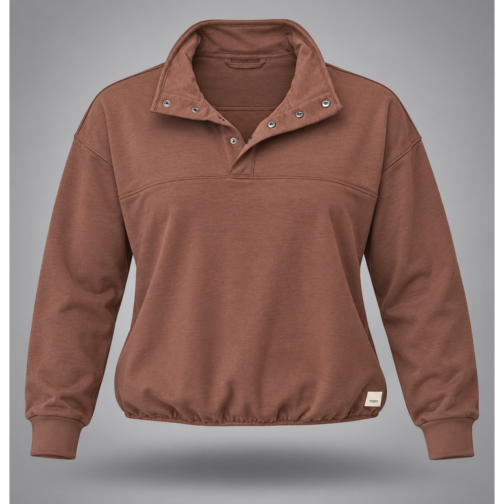 Vuori Restore Half Snap Pullover granite fleece choc Brown Sweatshirt VW2033